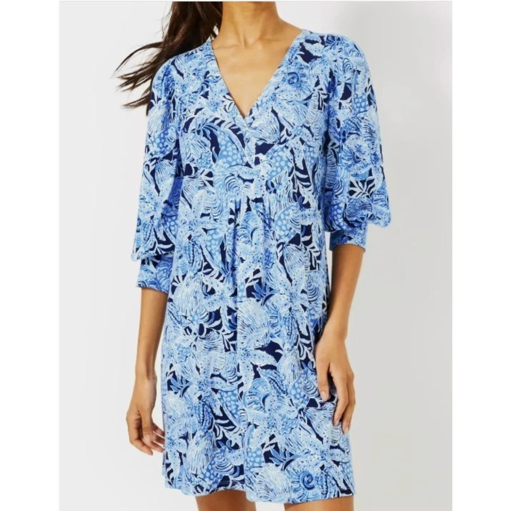 LILLY PULITZER Womens Cass Dress Medium Bonaire Blue Coastal Constellation NWT