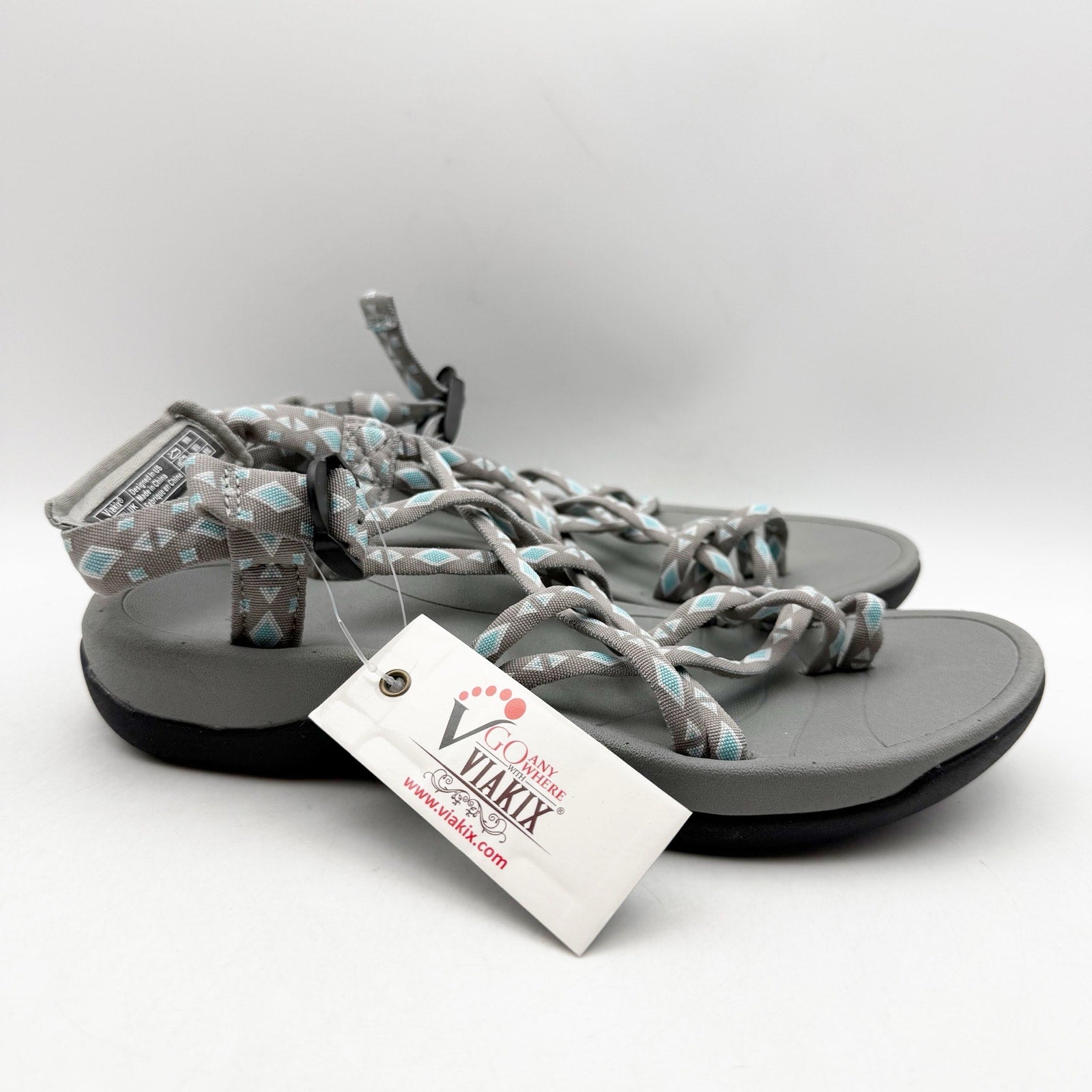Viakix Womens Siena Hiking Sandals US 6 EU 37 Grey Black Water Resistant NIB