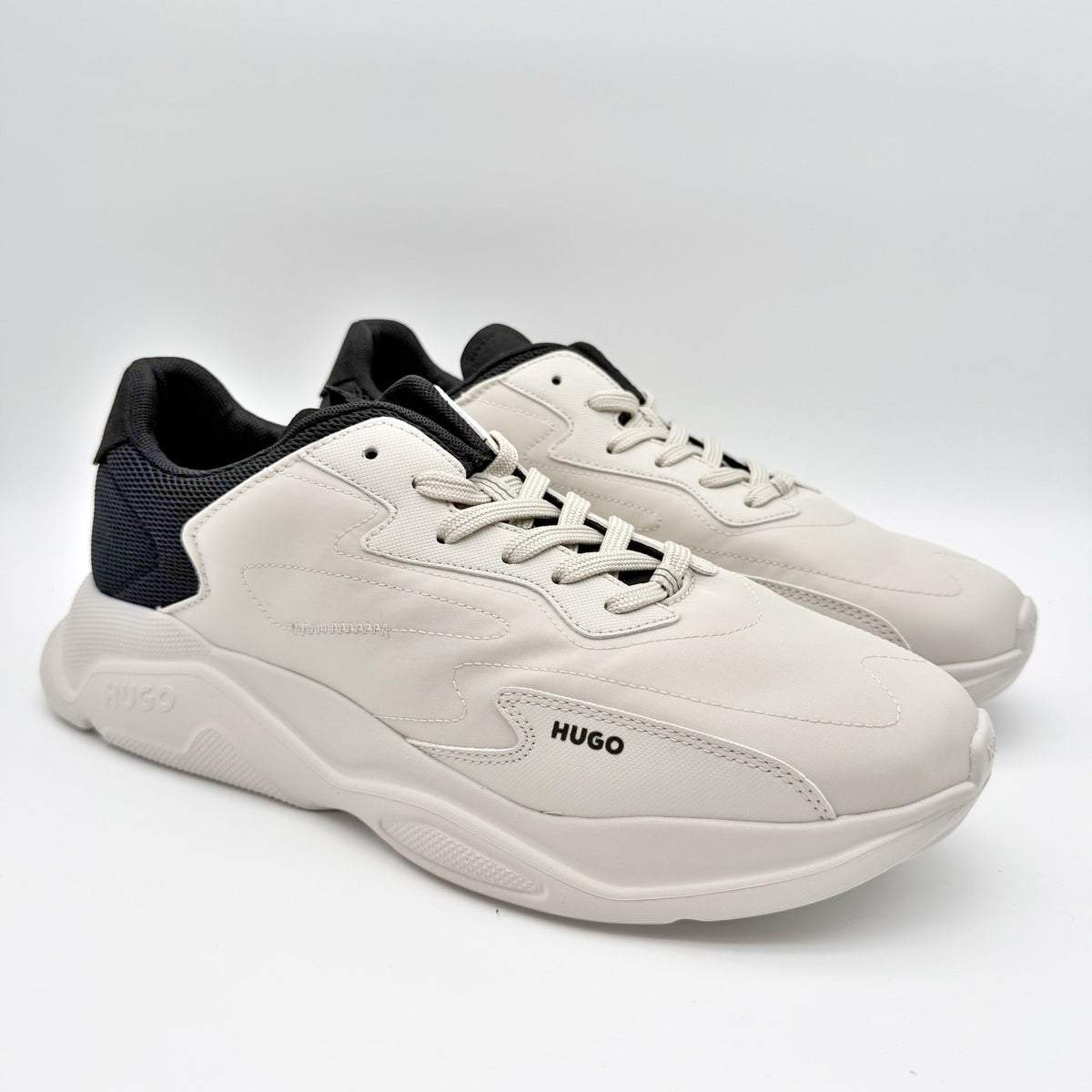 HUGO Mens Leon Casual Sneakers Size 12 EU 45 Light Grey White Hugo Boss NIB
