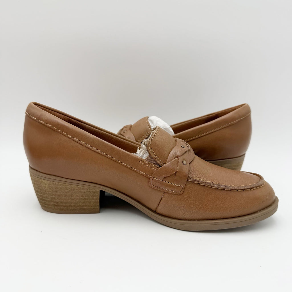 Clarks Womens Charlten Echo Loafers Size 5 M EU 35 Dark Sand Leather NWOB