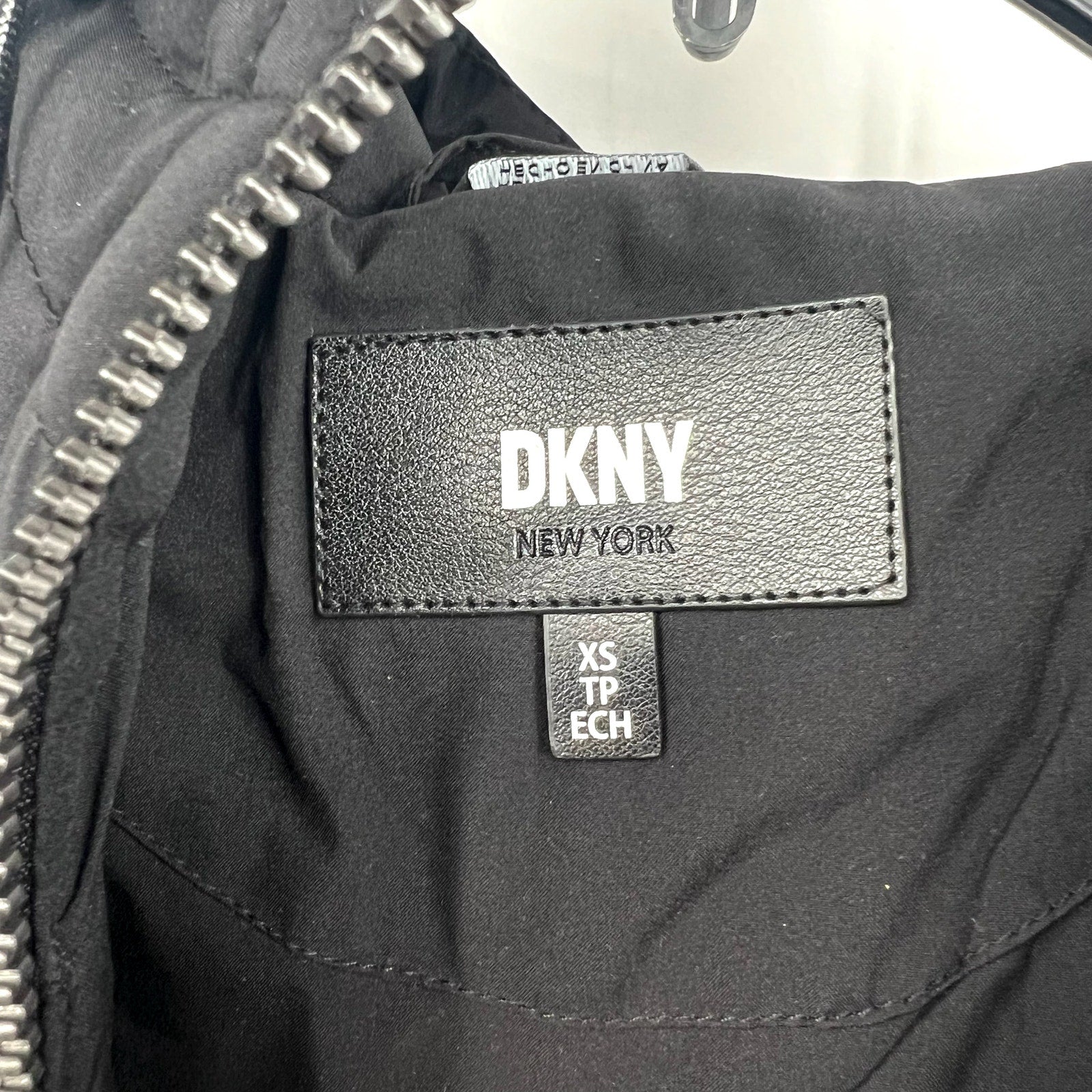 DKNY Womens Diamond Quilted Jacket XS Black Hooded Mid-Length NWT