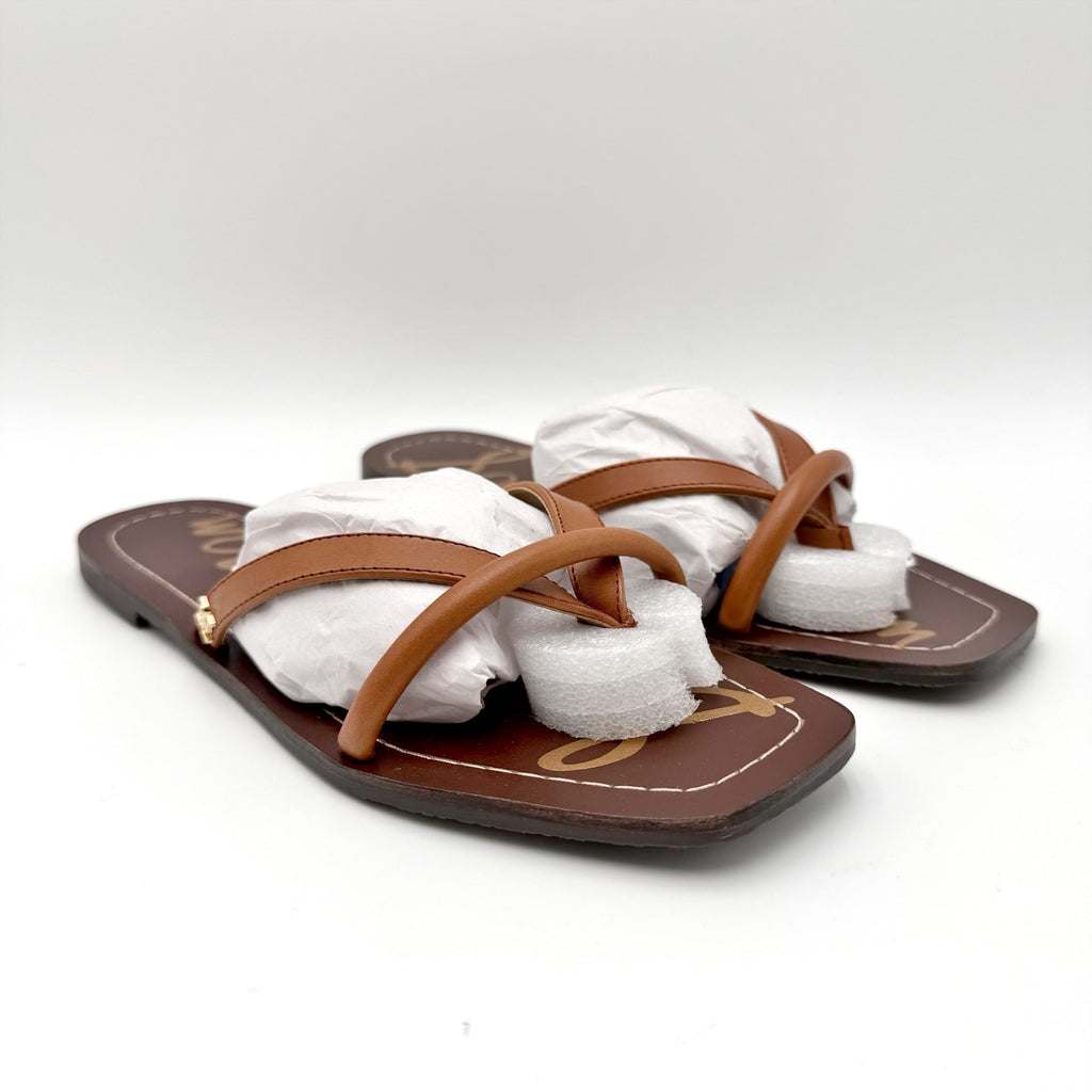 Sam Edelman Womens Abbey Flat Sandals Size 7 EU 37 Brown Leather NIB