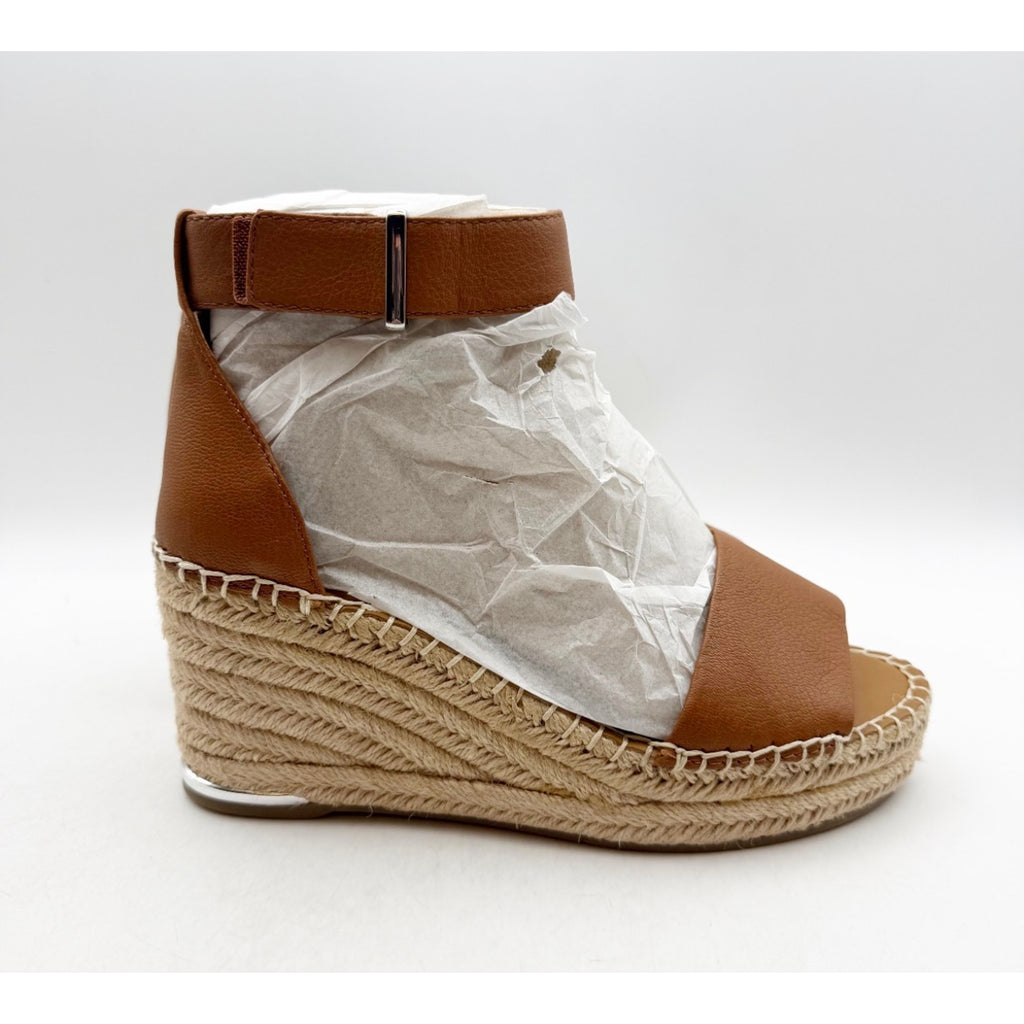Franco Sarto Women's Clemens Raffia Espadrille Wedge Sandals US 6.5 M Brown NWOB