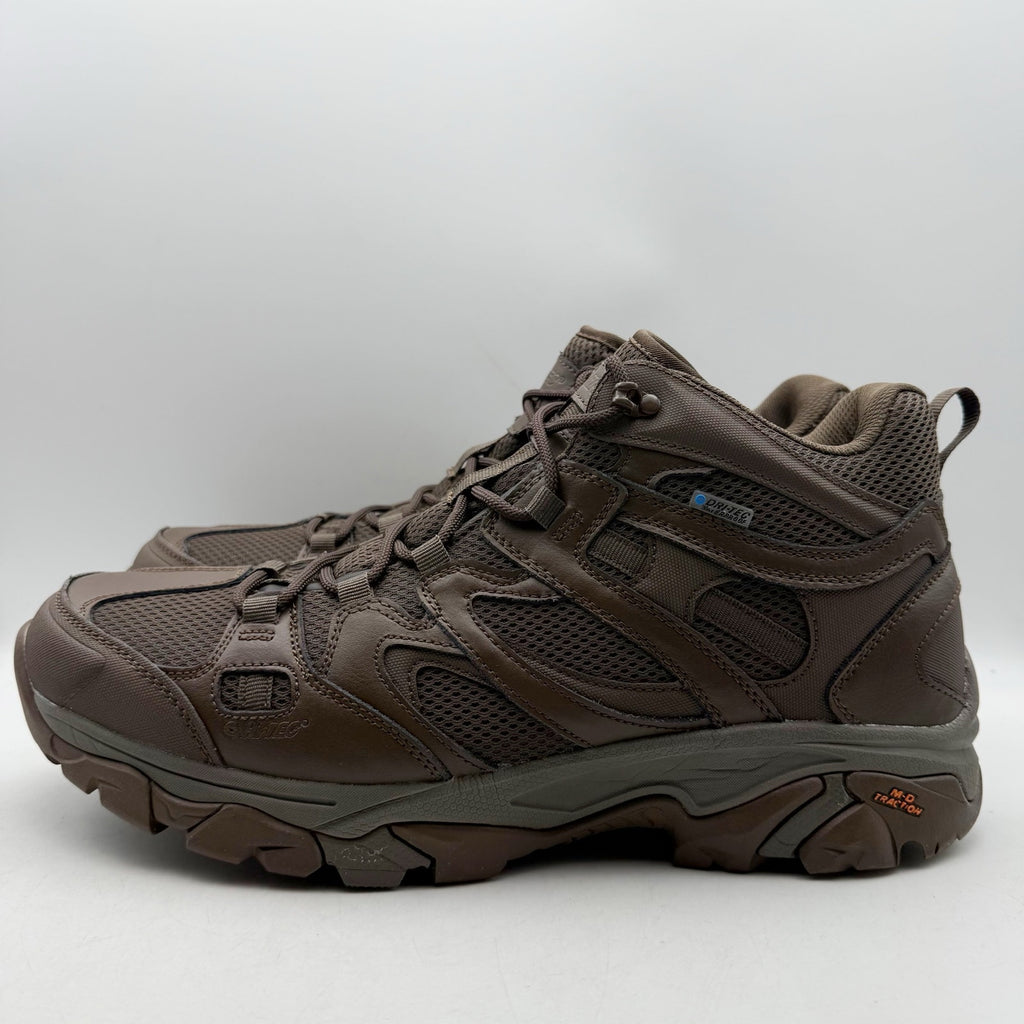 Hi-Tec Mens Ht Ravus Mid Hiking Ankle Boots US 15 EU 48 Brown Waterproof EUC