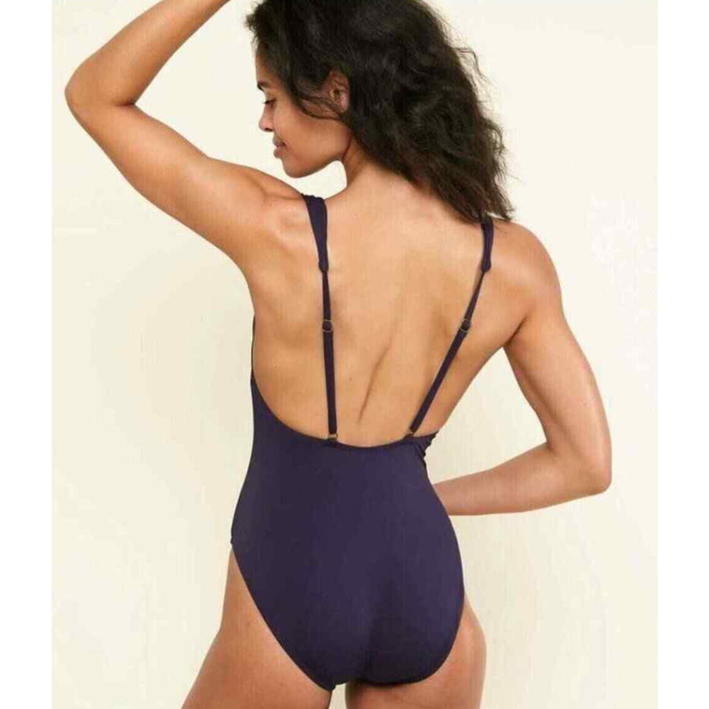 ANDIE SWIM Sardinia One Piece Swimsuit 3XL Blue Plunge V-Neck Open Back NWT