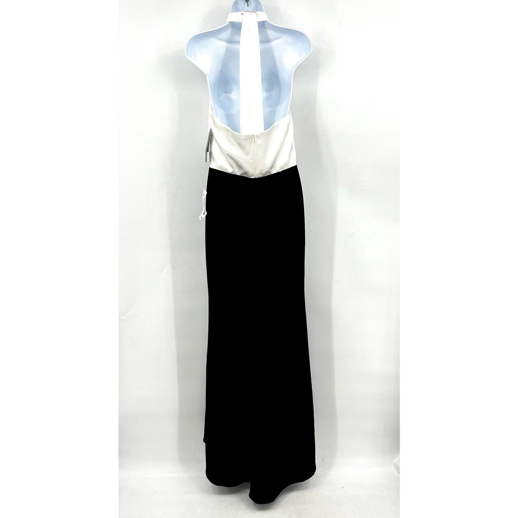 BETSY & ADAM Womens Long Scuba Crepe Gown Size 6 Bright White Black NWT