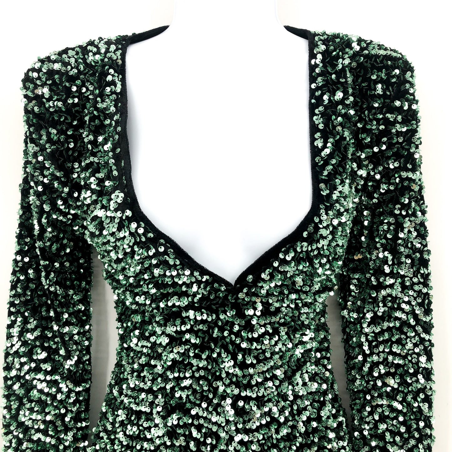 BARDOT Women's Lilia Sequin Mini Dress XS US 2 Vivid Green Long Sleeve NWT