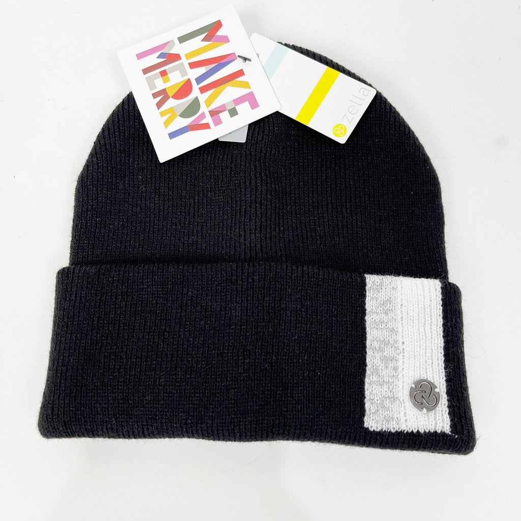 Zella Reflective Cuff Beanie Hat Black NWT