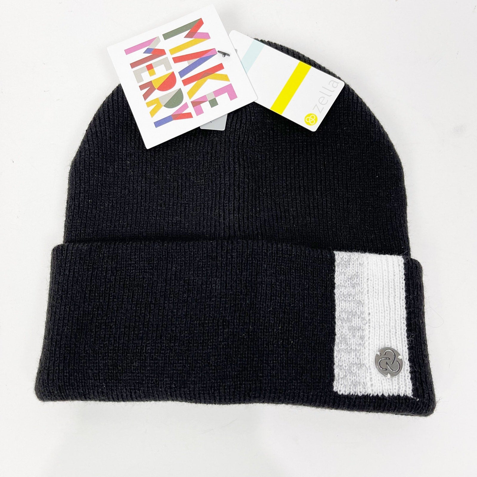 Zella Reflective Cuff Beanie Hat Black NWT