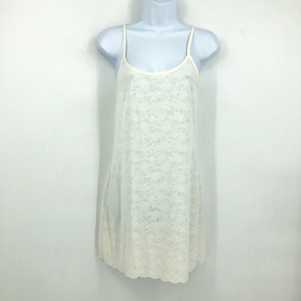 EBERJEY Women's Soft Stretch Slip Chemise Medium Ivory Lace Scoop Back NWT