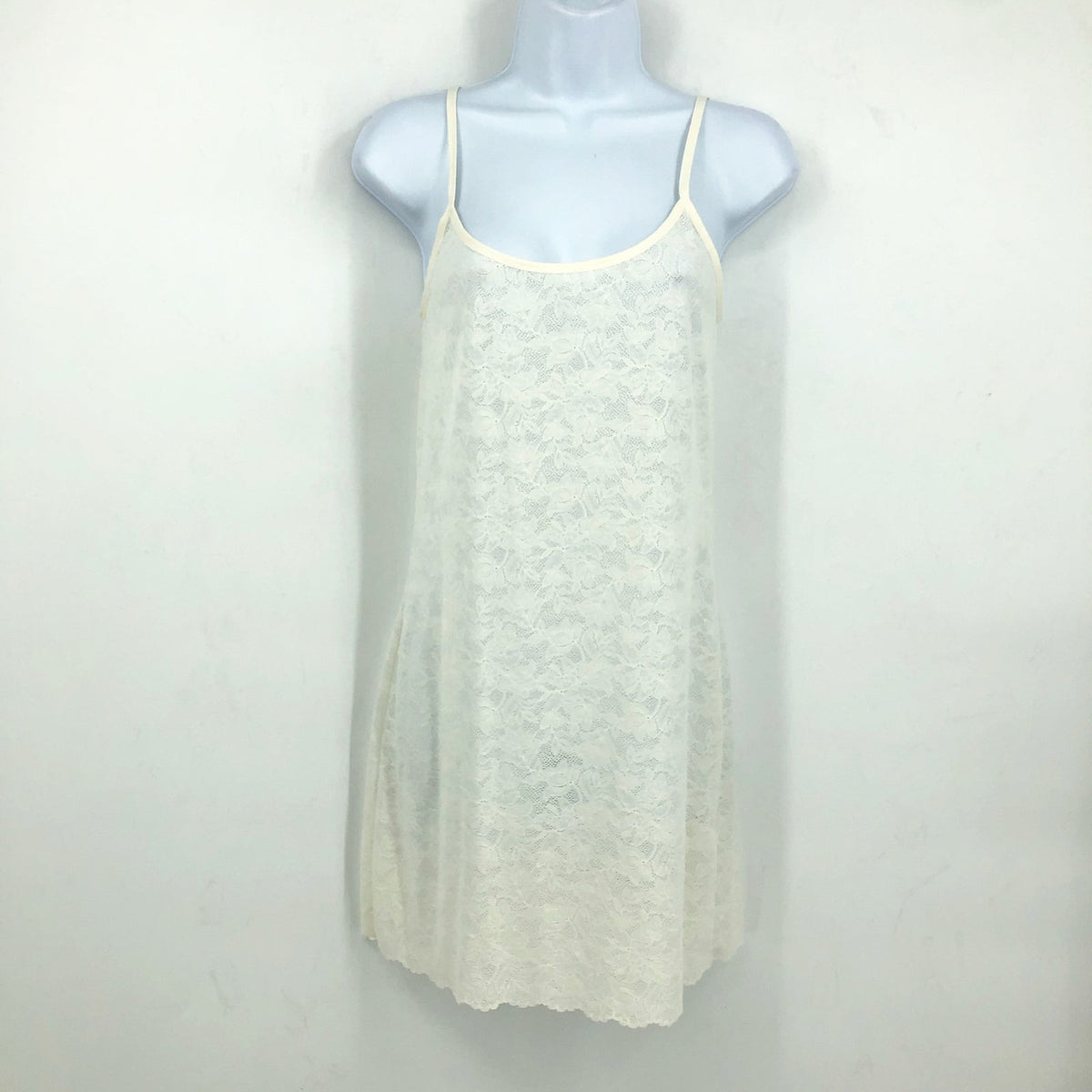 EBERJEY Women's Soft Stretch Slip Chemise Medium Ivory Lace Scoop Back NWT