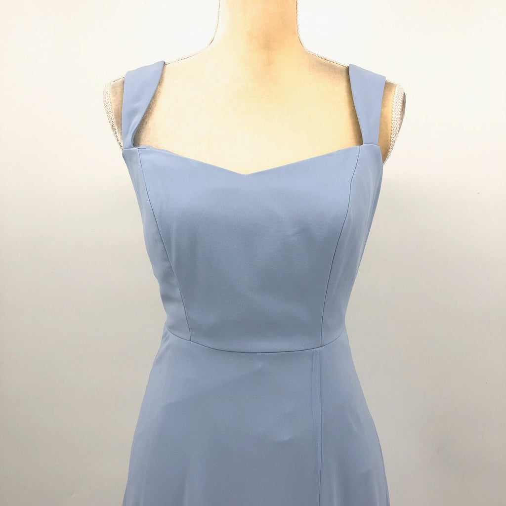 AFTER SIX Lux Chiffon Sweetheart Maxi Dress Size 6R Sky Blue Wide Strap NWT