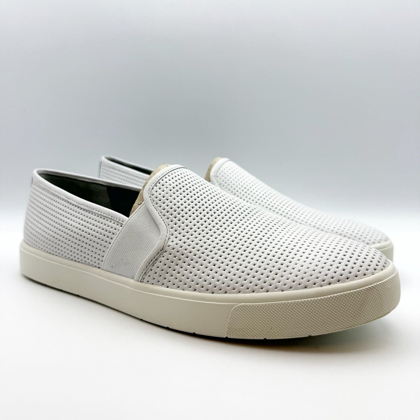 Vince Womens Blair 5 Perforated Slip On Sneaker SIZE 11 White Nubuck Leather