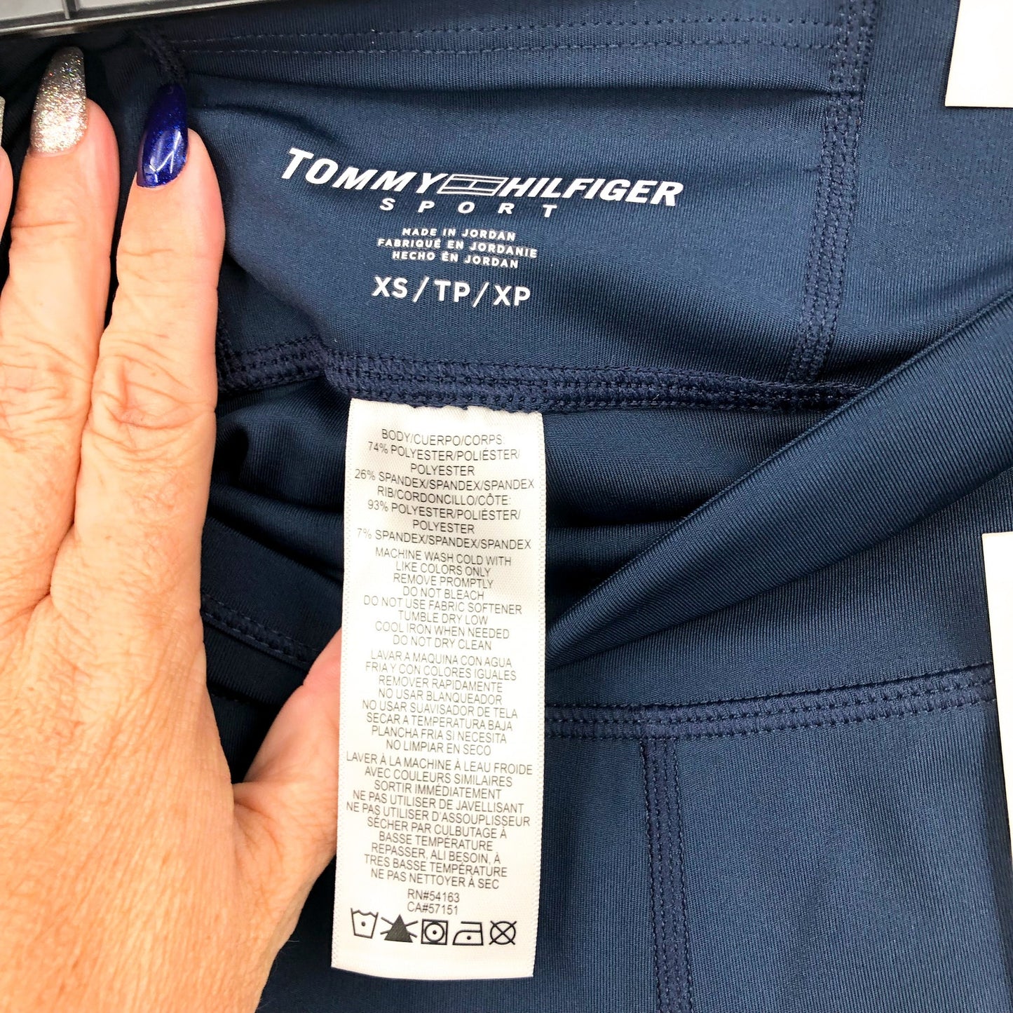 TOMMY HILFIGER SPORT Full Length Athletic Leggings Navy Blue XS