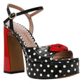 Betsey Johnson Womens Allyson Platform Heel US 6.5 Red Black White Polka Dot NIB