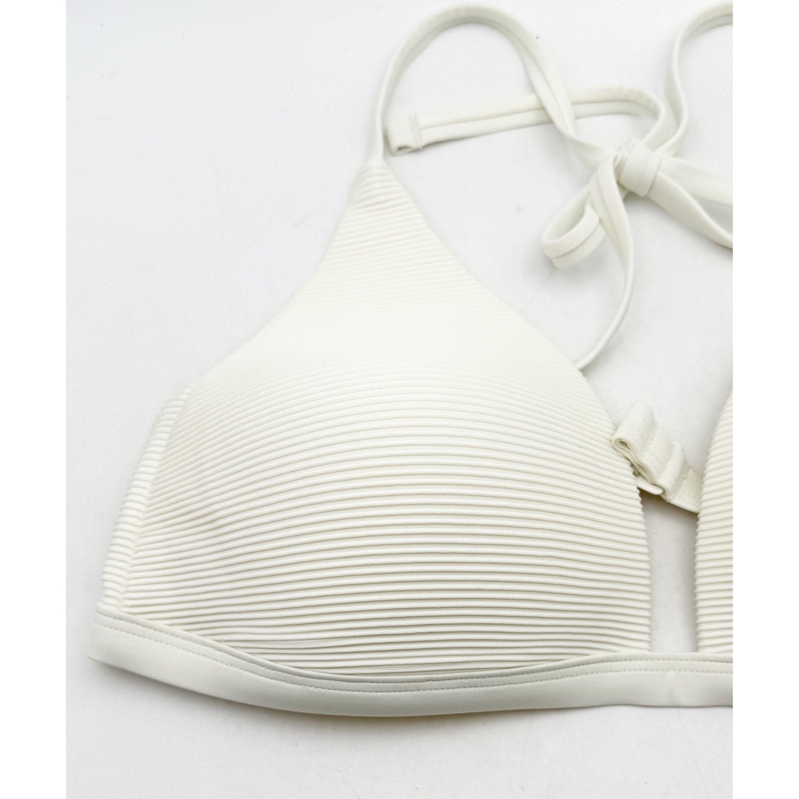 PRANA Women's Lexie Bikini Top Large White Horchata Ottoman Halter NWT