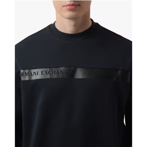 ARMANI EXCHANGE Men's Logo Band Sweatshirt Medium Dark Navy Blue Crewneck NWT