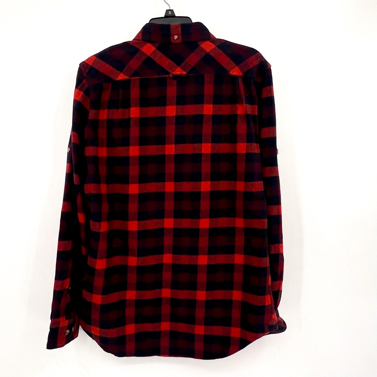 FJALLRAVEN Men's Skog Flannel Shirt Medium Slim Fit Navy Blue Red Plaid NWT