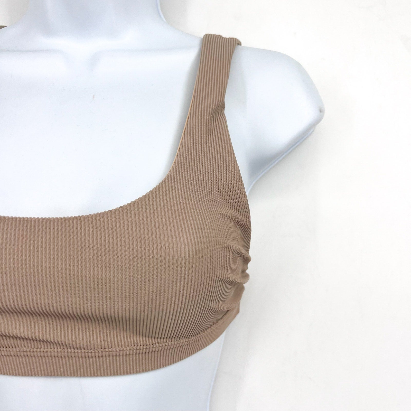 BEACH RIOT Women's Peyton Bikini Top XS Tan Ribbed Bralette Scoop Neck NWT