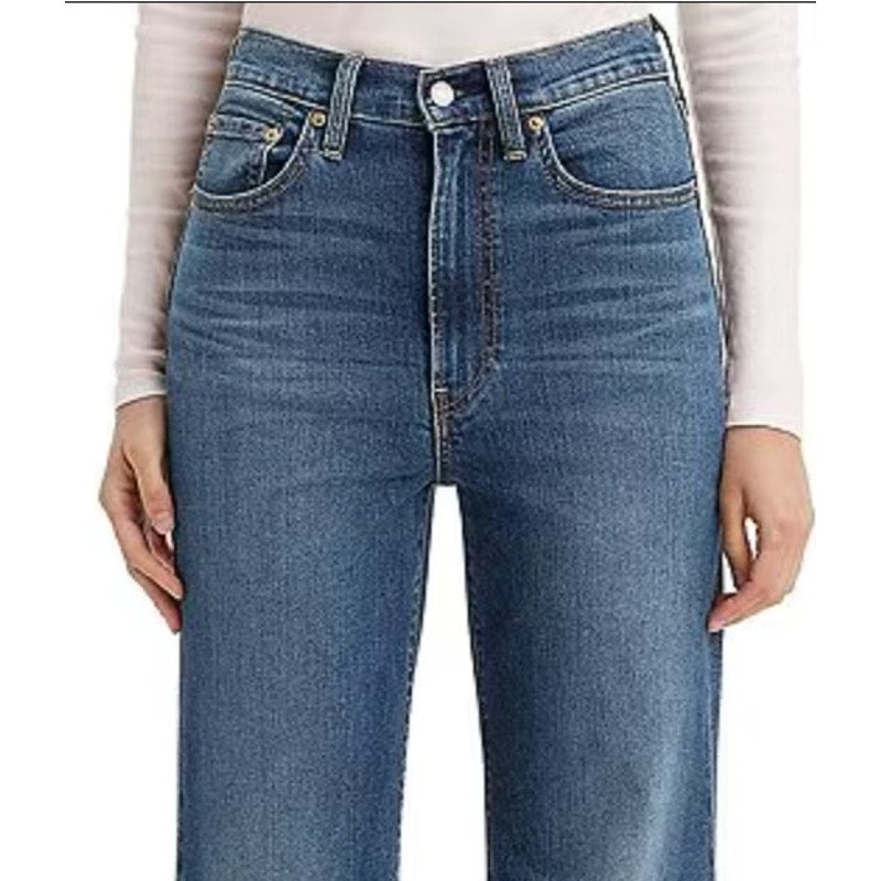 LEVI'S Womens Ribcage Bell Jeans 32x32 US 14 Blue New York Moment A75030002 NWT