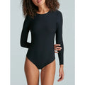 COMMANDO Women's Butter Long Sleeve Crewneck Bodysuit Medium Black NWT