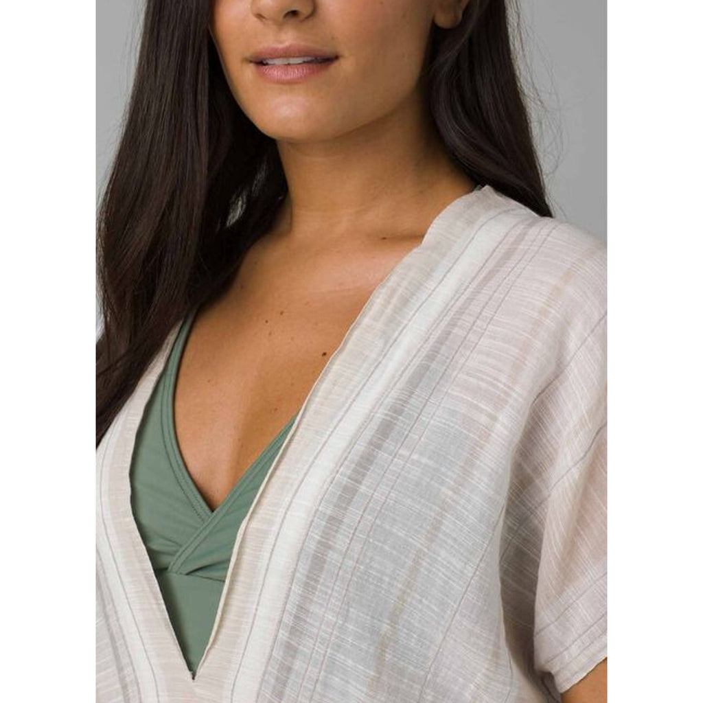 PRANA Women's Marina Bay Tunic Large White Swim Cover Up Short Sleeve NWT