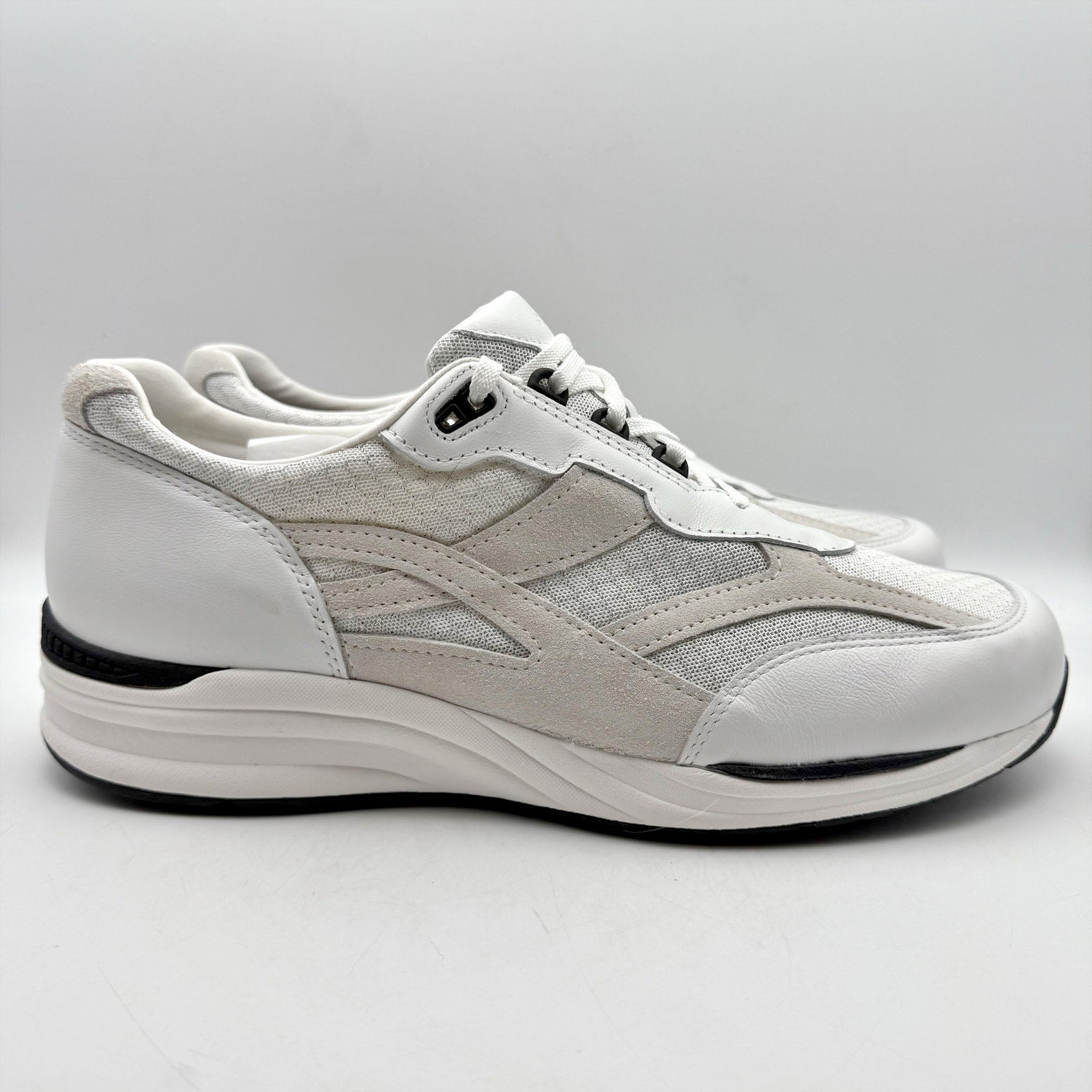 SAS Mens Journey Mesh Walking Sneakers US 14.5 Wide EU 47.5 White Suede NWOB