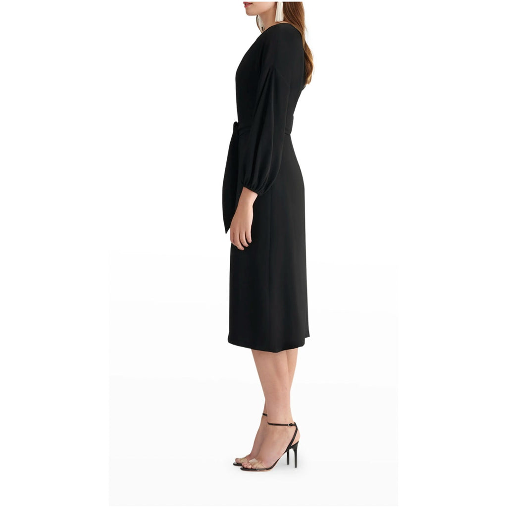 Sachin & Babi Annie Belted Midi Sheath Dress 2 Black Long Sleeve $450