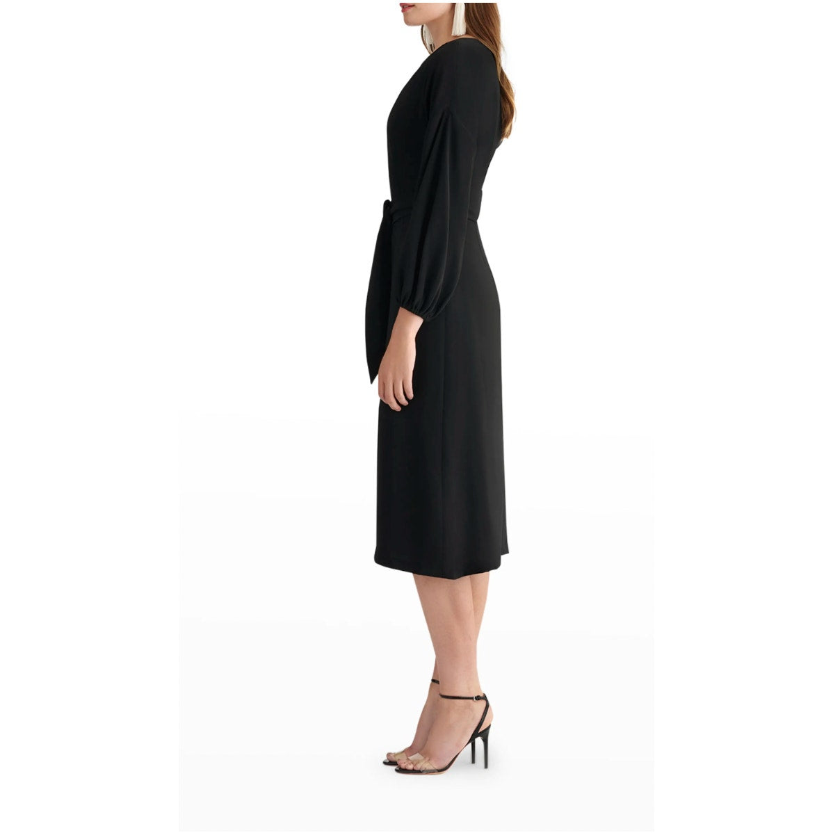 Sachin & Babi Annie Belted Midi Sheath Dress 2 Black Long Sleeve $450