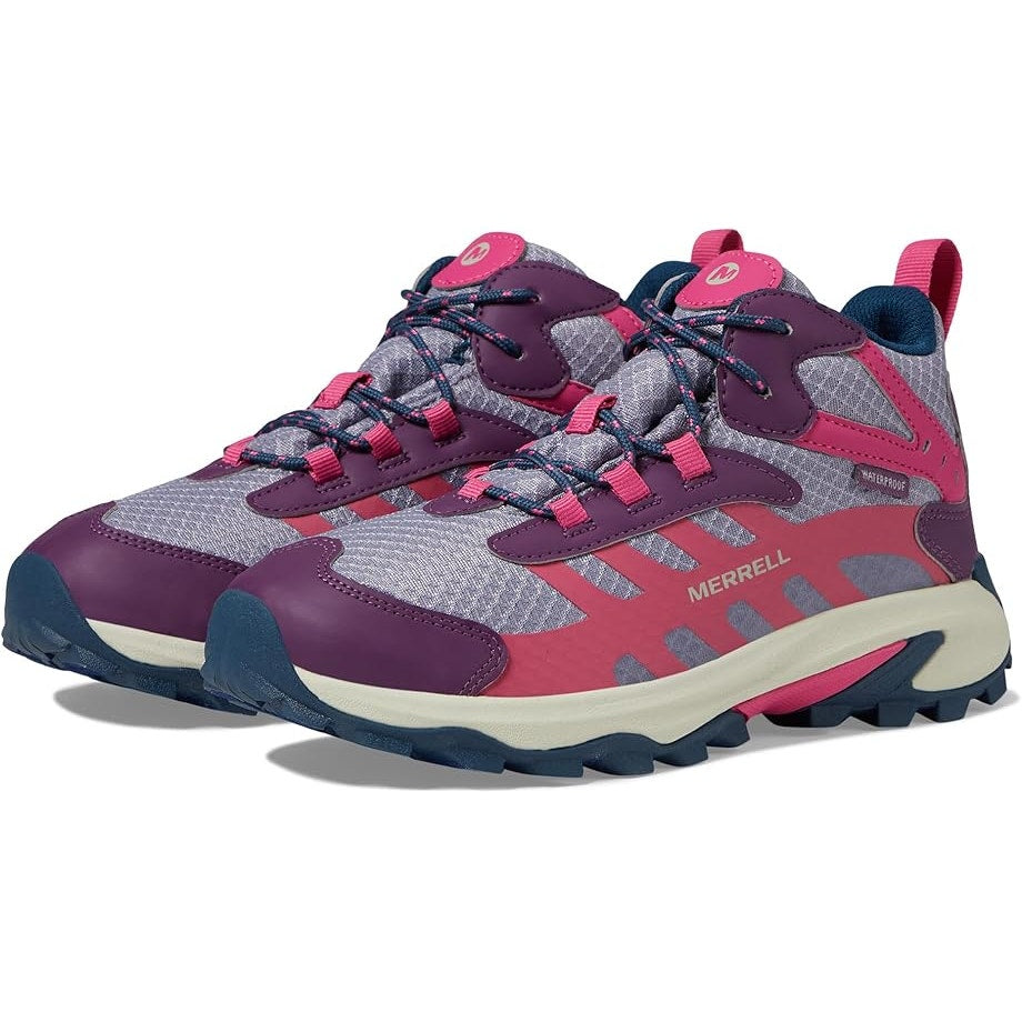 Merrell Kids Moab Speed 2 Mid Hiking Sneakers US 7 M Pink Purple Waterproof NIB