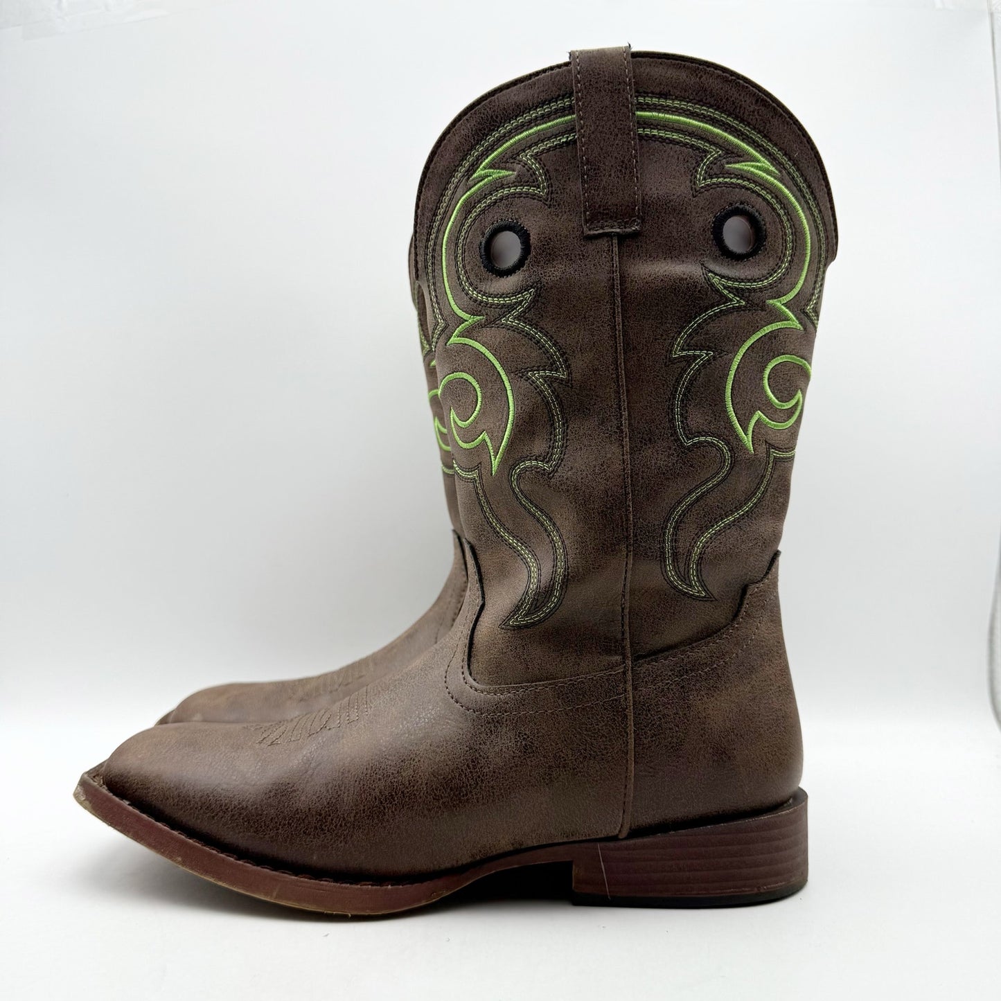Roper Kids Eastwood Calf-High Boots US 6 EU 37 Brown Green Western NIB