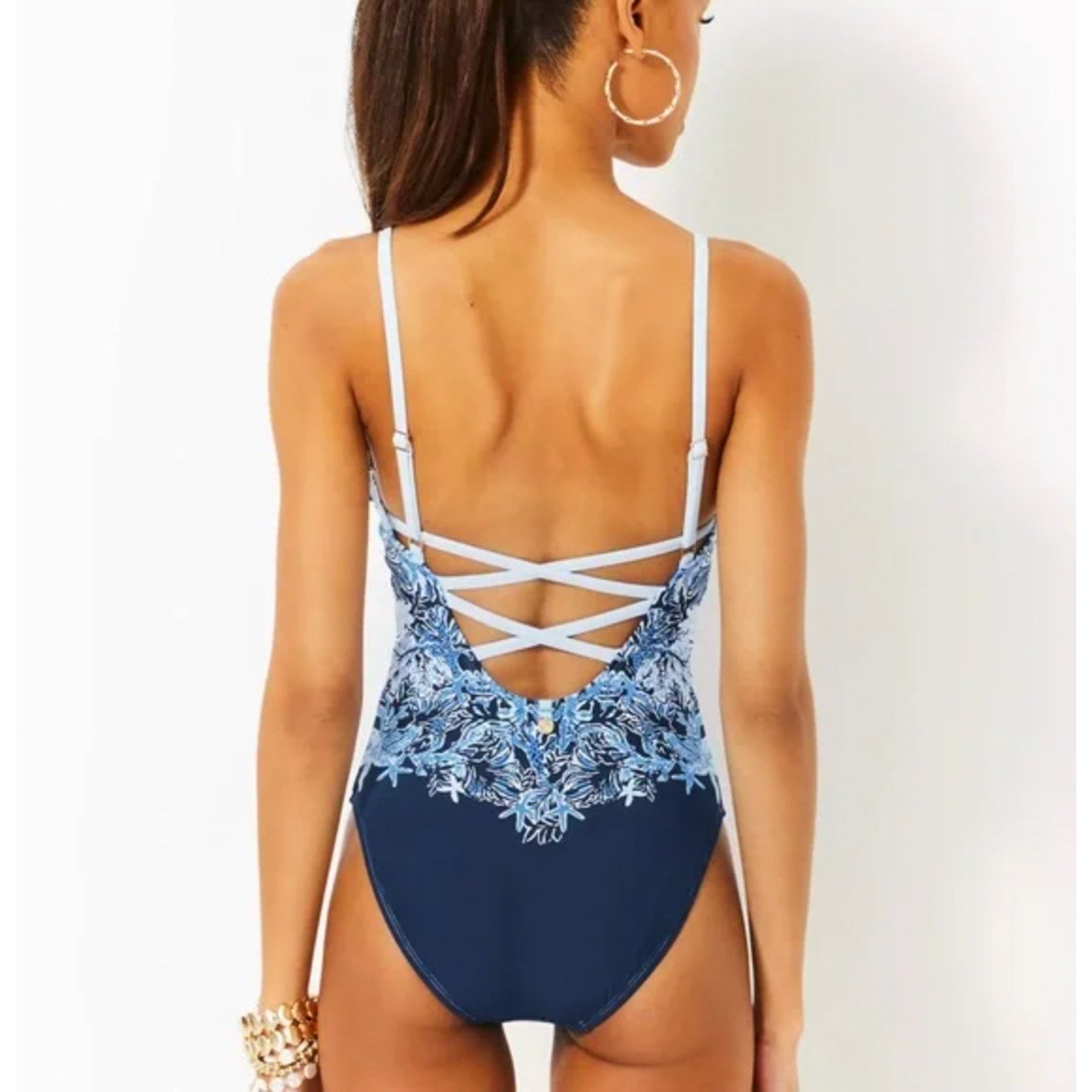 LILLY PULITZER Womens Klynn One-Piece Swimsuit US 6 Blue Just a Little Koi NWT