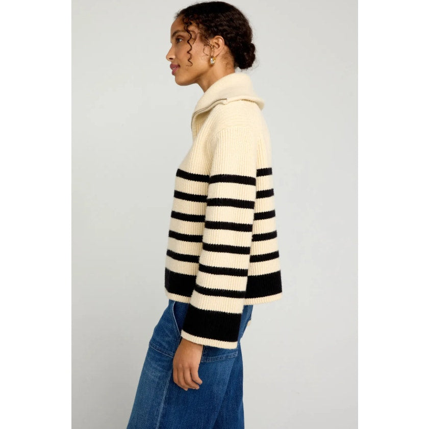 BLANKNYC Womens Turtleneck Striped Sweater XS Cream Black Peak Hour NWT