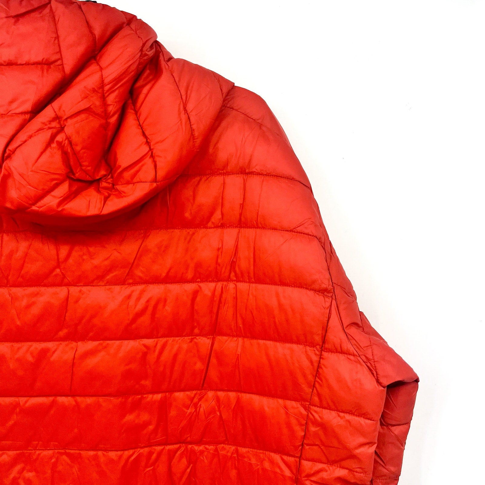 TSLA Mens Ascent Puffer Jacket Large Orange Red Lightweight Packable NWOT