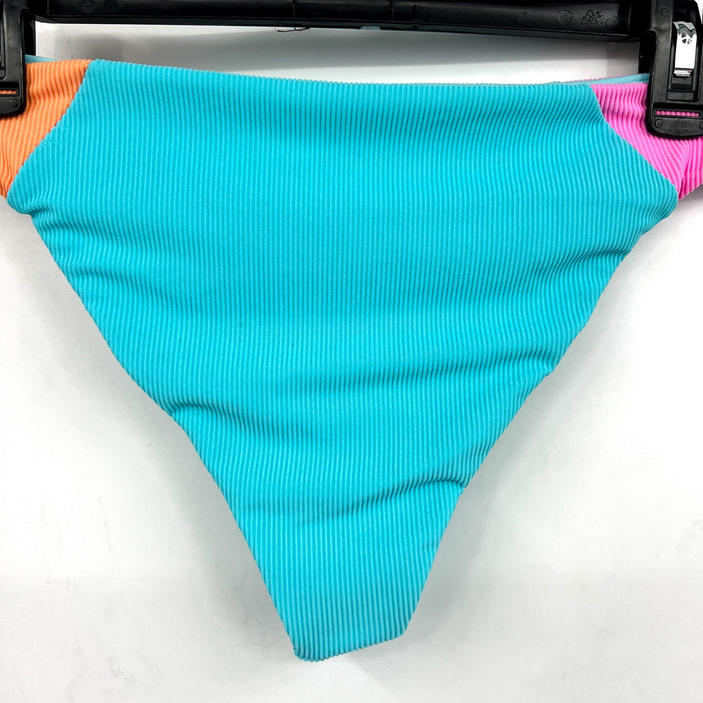 BEACH RIOT Women's Kimora Bikini Bottom Medium Blue Crush Colorblock NWT
