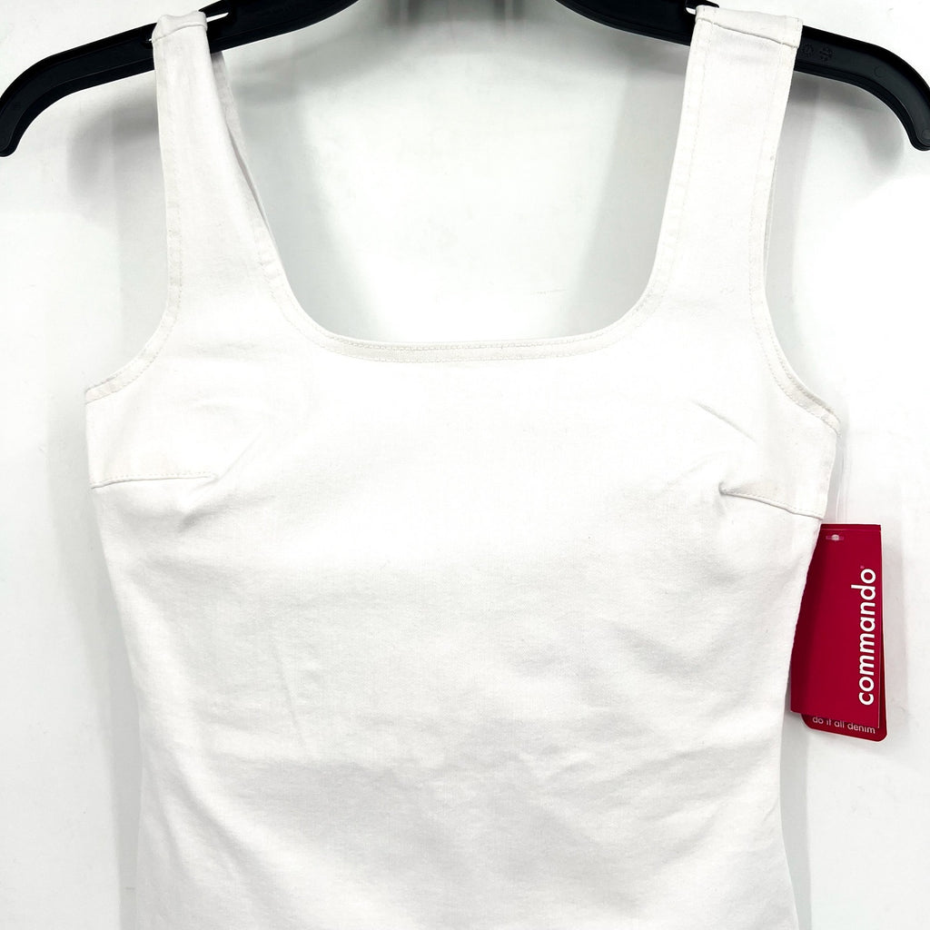 COMMANDO Women's Do It All Denim Bodysuit Medium White Squareneck Sleeveless NWT