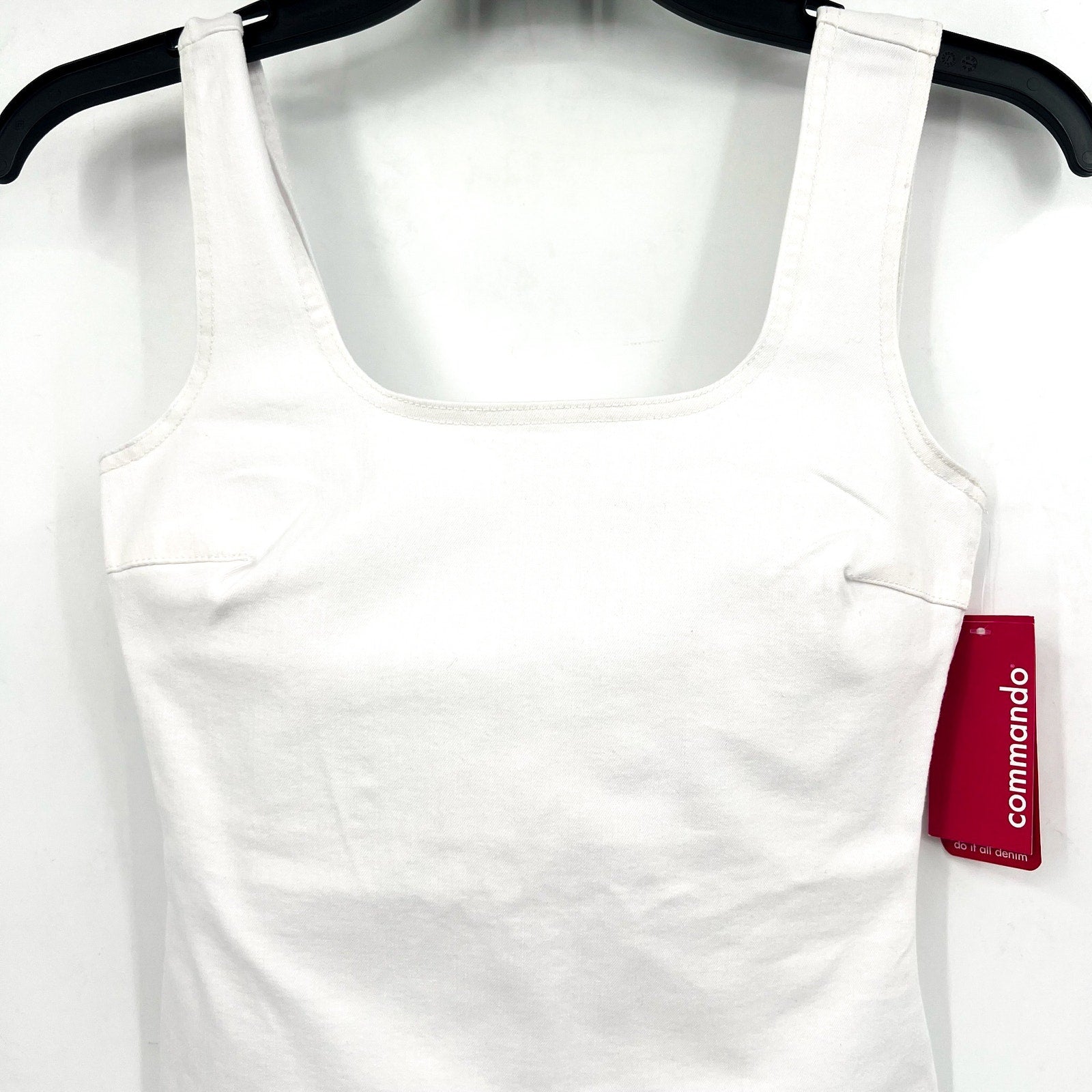 COMMANDO Women's Do It All Denim Bodysuit Medium White Squareneck Sleeveless NWT