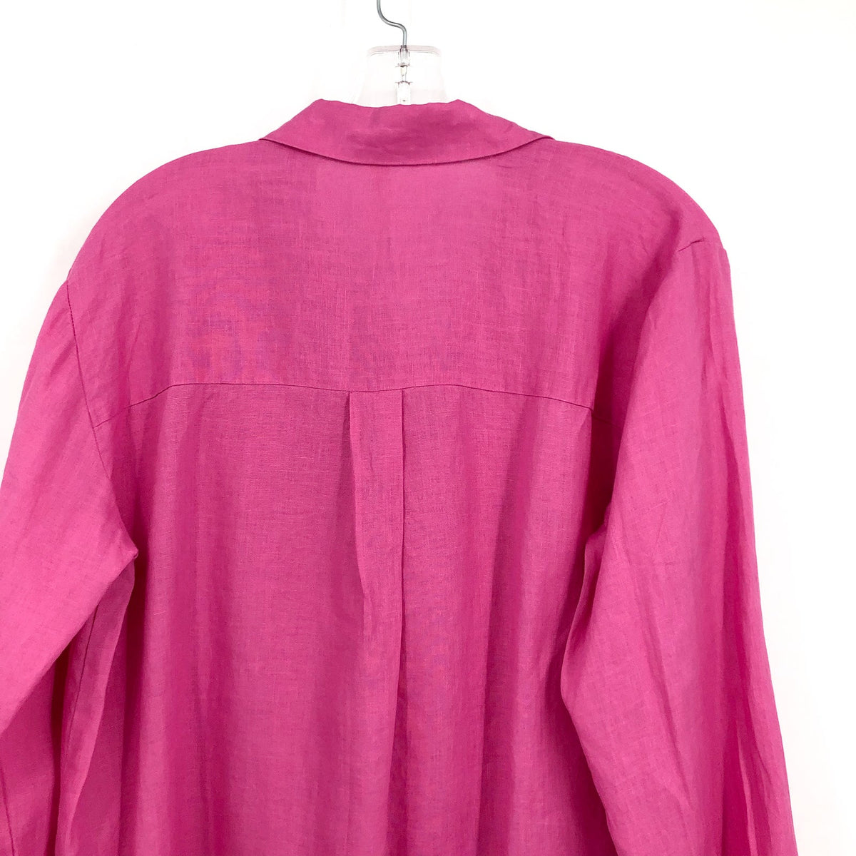EILEEN FISHER Women's Button-Up Shirt Medium Pink Organic Linen Long Sleeve NWOT