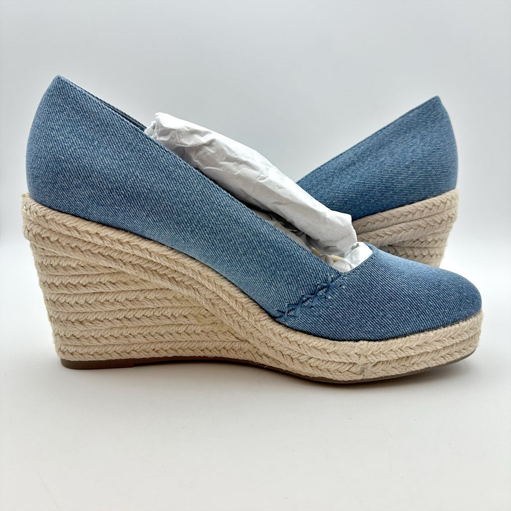 Lucky Brand Womens Imula Espadrille Wedge Heels Size 8.5 Blue Canvas NIB