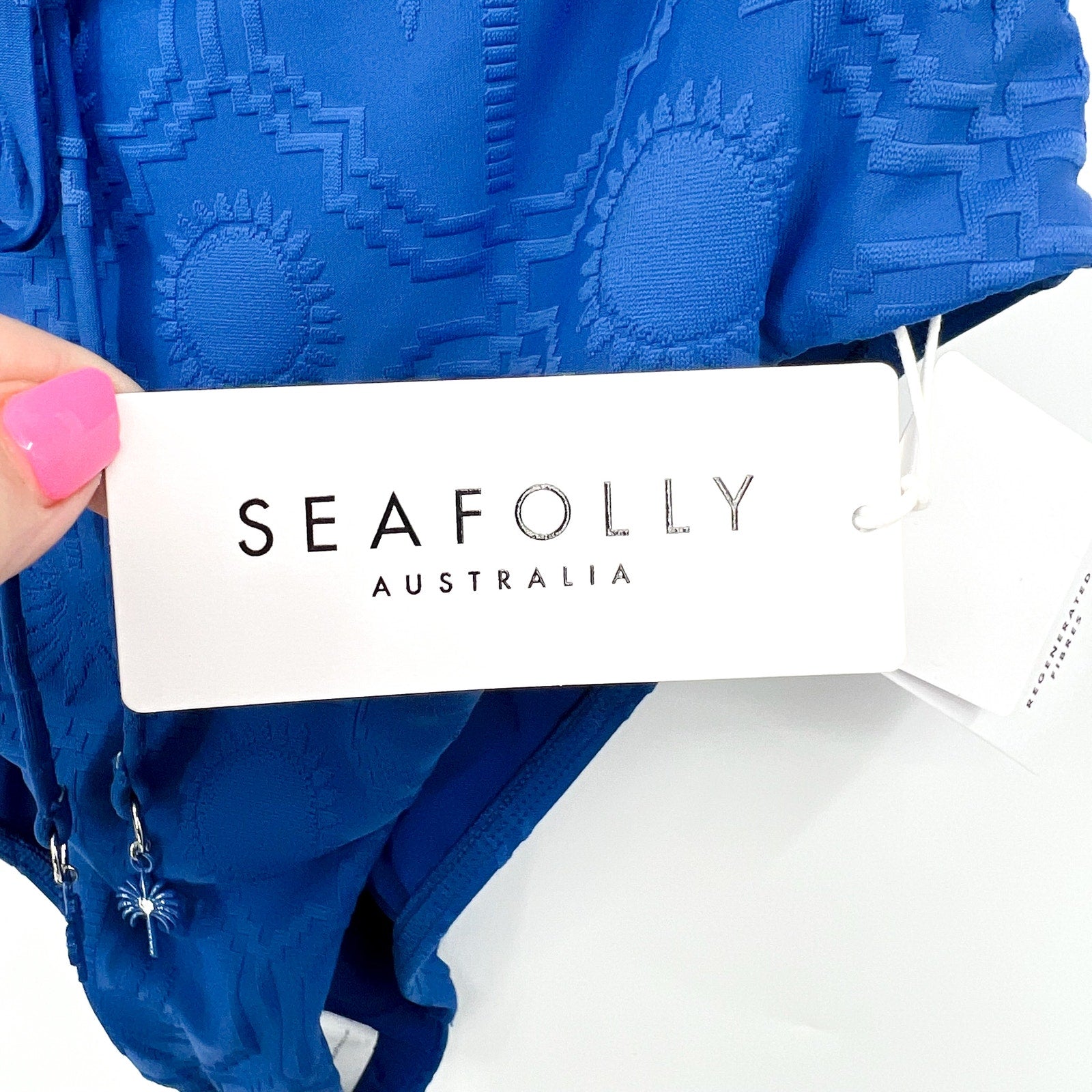 SEAFOLLY Women's Diamond Wire One-Piece Swimsuit Size 8 Blue Ultramarine NWT