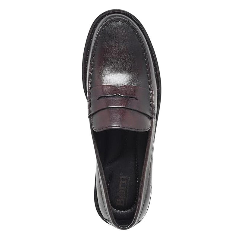 Born Womens Carrera Loafers US 7 M EU 37.5 Burgundy Leather Slip On NIB