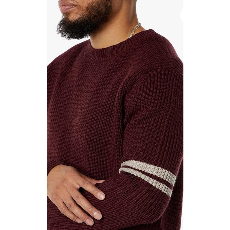 LABEL Men's Go-To Sweater XXL Burgundy Red Putty Knit Crewneck MERINO WOOL NWT