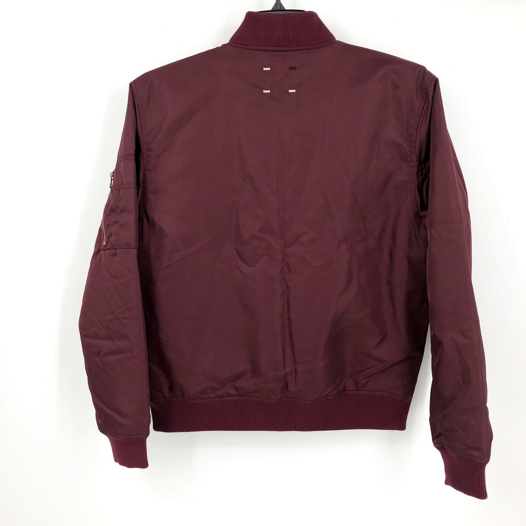 LABEL Unisex Go-To Bomber Jacket Size Small Burgundy Full Zip Ribbed Collar NWT