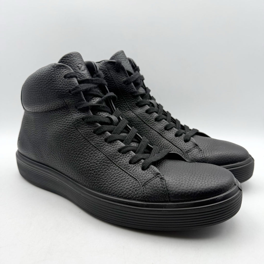 ECCO Mens Soft 60 Premium High-Top Sneakers EU 43 US 9.5 Black Leather NWOB