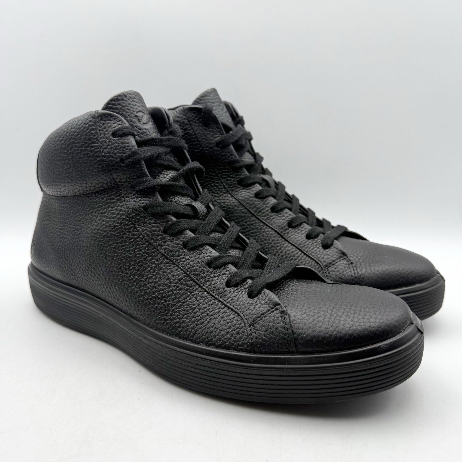 ECCO Mens Soft 60 Premium High-Top Sneakers EU 43 US 9.5 Black Leather NWOB