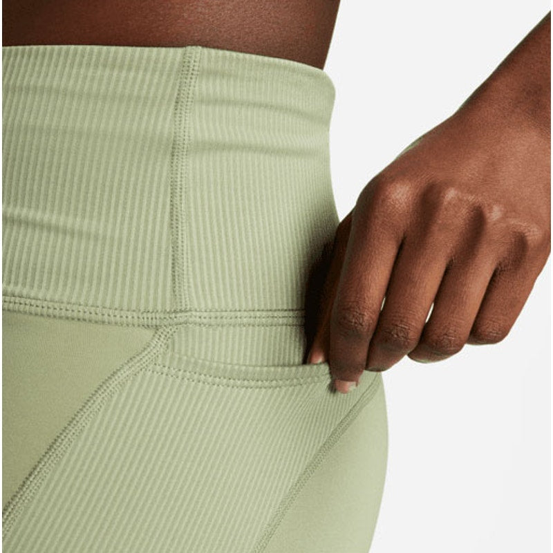 NIKE Womens Tight Athletic Running Shorts XS Olive Green Mid-Rise Ribbed NWT