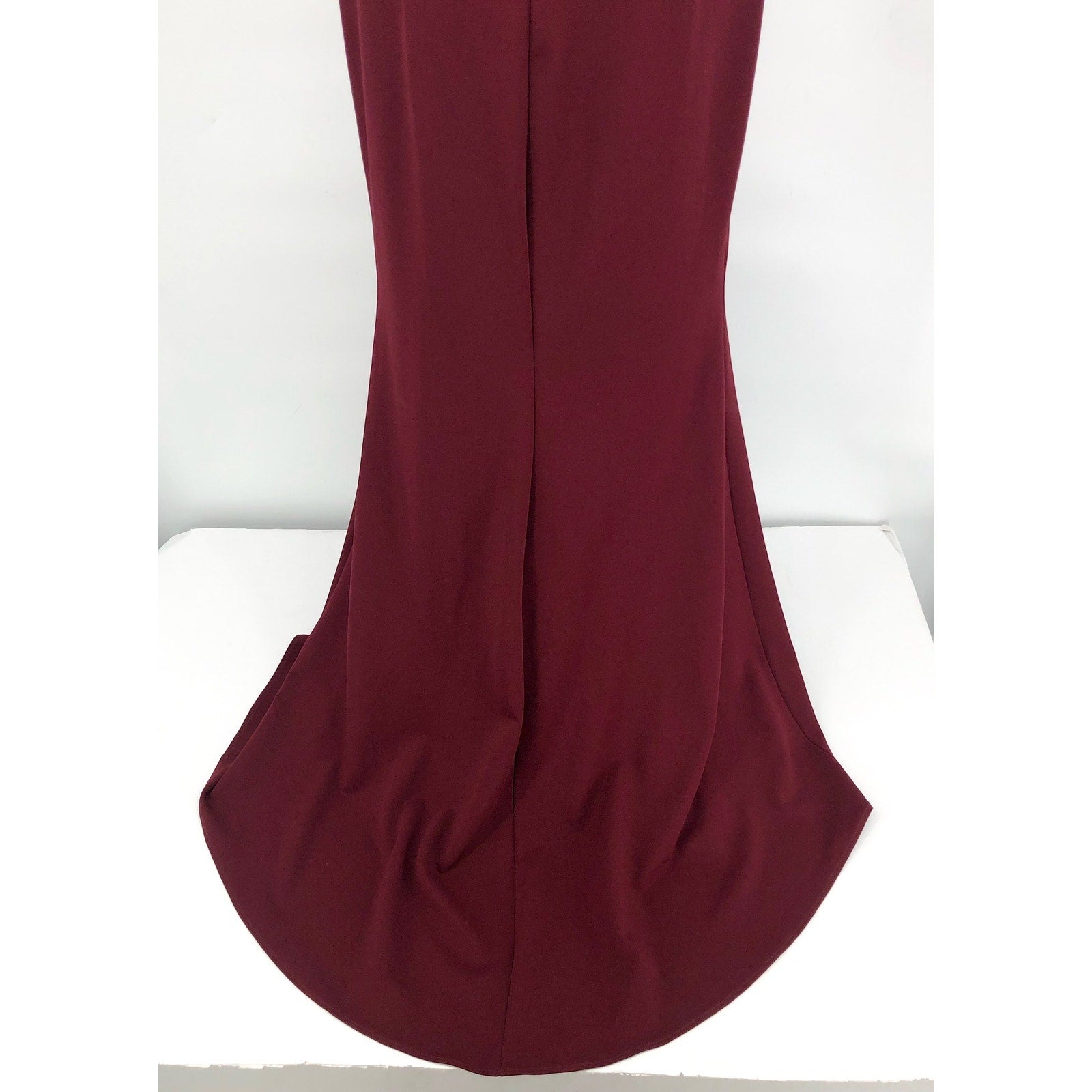 AQUA Women's Halter Neck Gown Size 4 Red Bordeaux Scuba Crepe Dress NWT