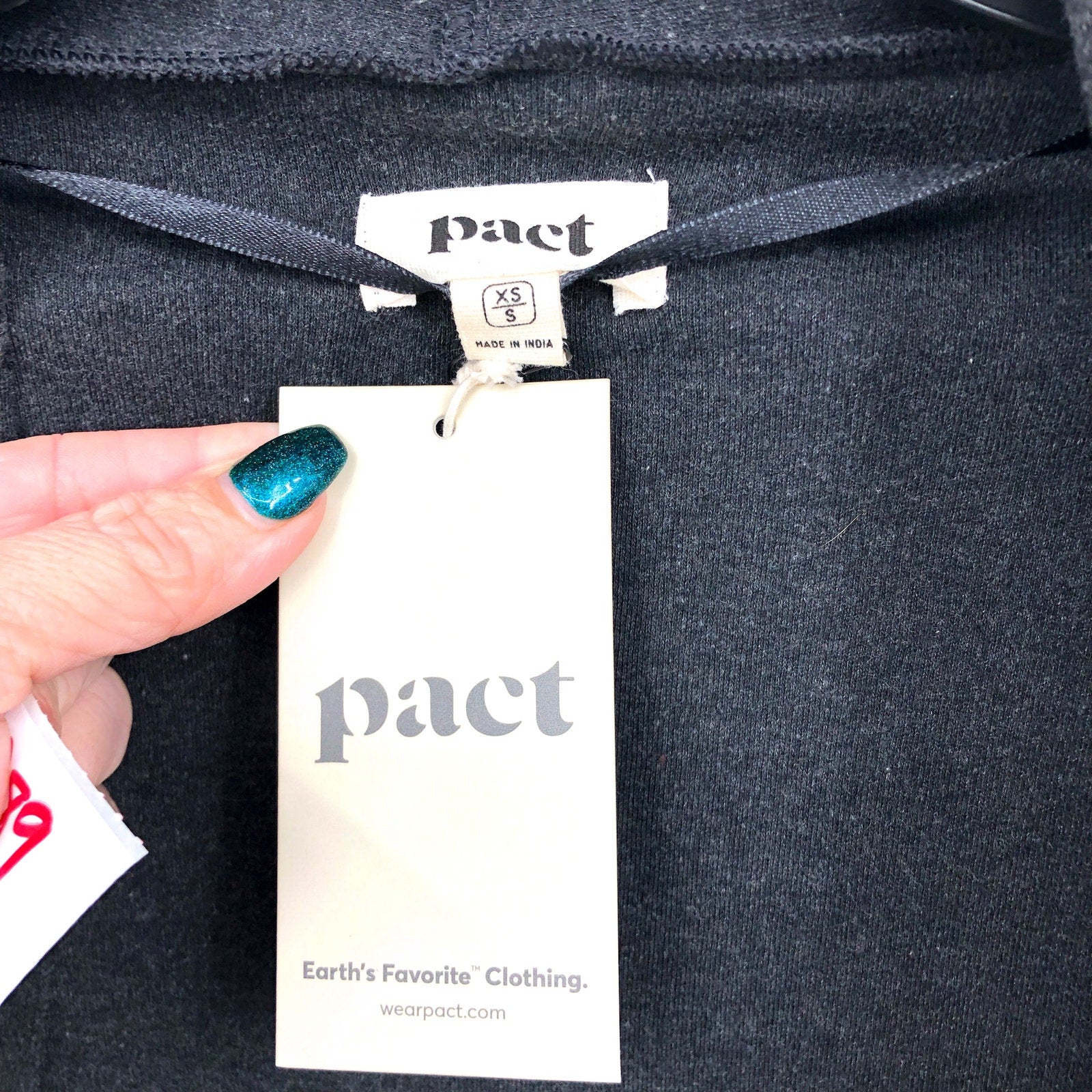 PACT Women' Airplane Wrap Cardigan XS-Small Gray Charcoal Heather Open Front NWT