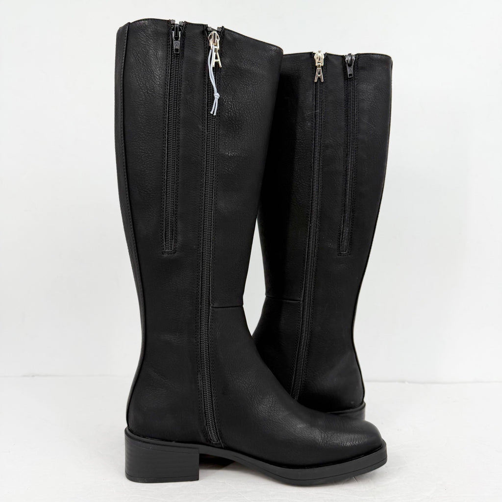 Aerosoles Womens Daria Knee High Boots Size 7 M Black Vegan Leather NIB