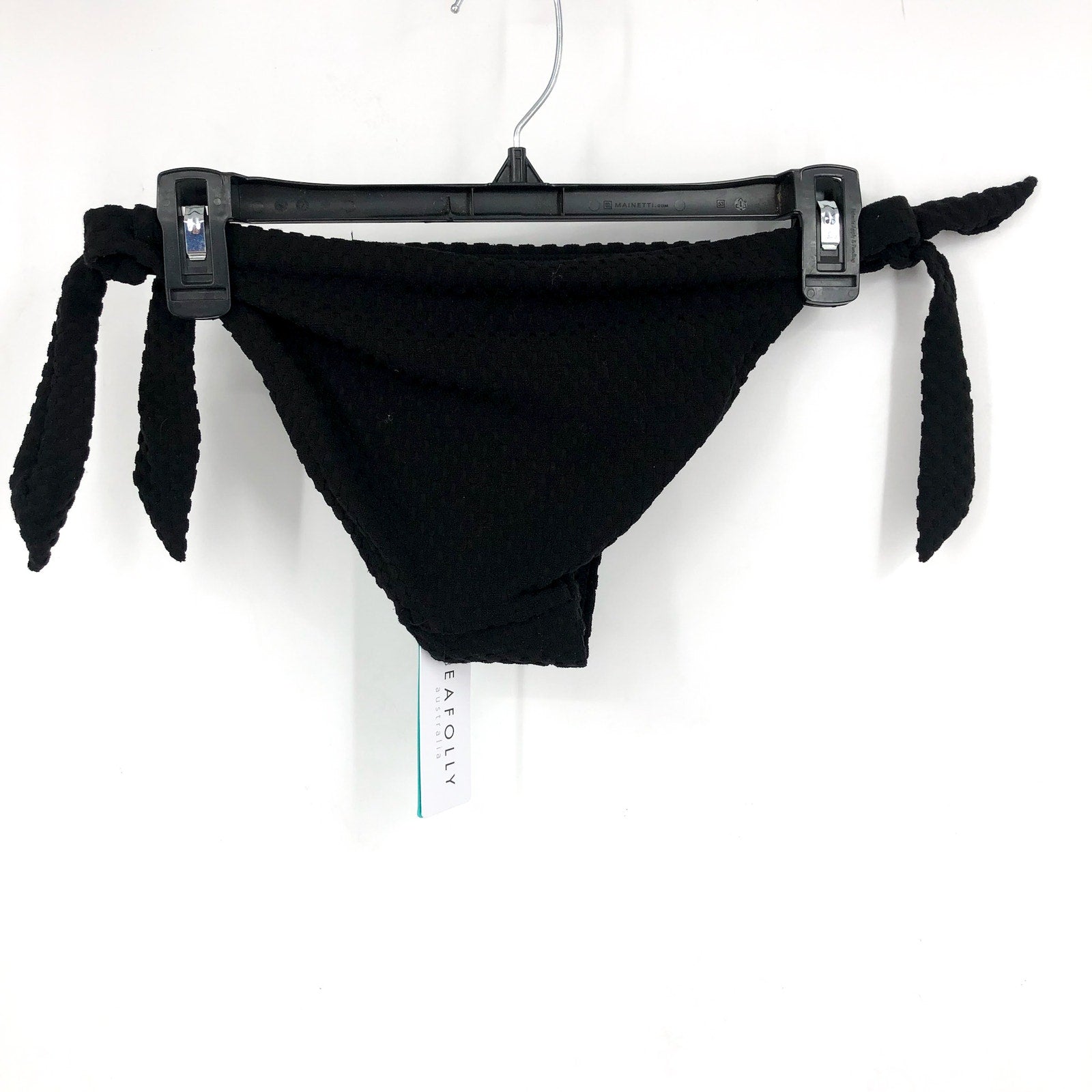 SEAFOLLY Riviera Hipster Tie Side Bikini Bottom Size 6 Black Textured NWT